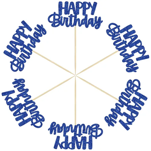 Miniatura 3 de Gyufise 24 piezas Adornos para pastel de cumpleaños con púas brillantes para magdalenas, para celebrar la decoración de pastel de fiesta temática