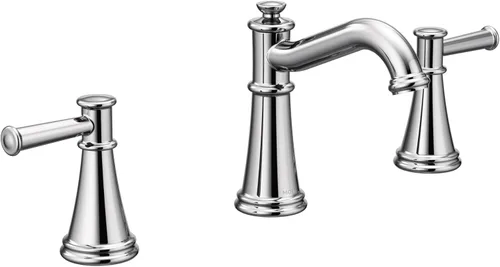 Moen Dartmoor T6405 - Grifo de baño de arco bajo cromado de dos manijas, válvula se vende por separado, T6405