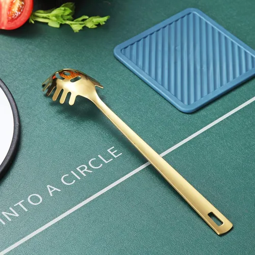 Miniatura 3 de Cuchara de espagueti dorada, servidor de pasta Berglander con chapado en oro de titanio, servidor de espaguetis de acero inoxidable para cocinar