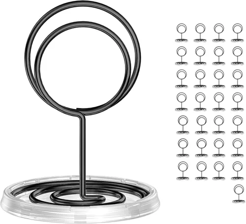 30 piezas de soportes para números de mesa con base, soportes para tarjetas de lugar, soportes de alambre para fotos, soportes pequeños para