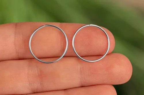 Miniatura 102 de Aretes de aro de oro de plata – Aretes de aro para mujer, dos piezas de aros de plata fina rellenos de oro, aro de hélice, anillo de tragus, aro