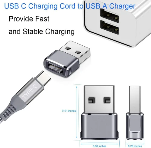 Miniatura 2 de QCEs Adaptador USB a USB C, 2 unidades USB-C hembra a USB macho convertidor de cargador para iPhone 17/16/15/14/13/12/11 Pro Max CarPlay, Apple