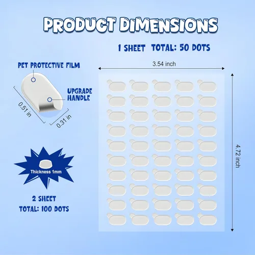 Miniatura 2 de 100 piezas de tachuelas adhesivas de doble cara para colgar en la pared, masilla de póster extraíble para paredes sin daños, pegamento adhesivo