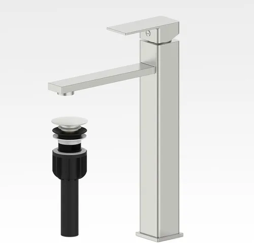 Miniatura 21 de Juego de grifos de baño con desagüe emergente, grifo moderno de lavabo de baño negro de una sola manija con placa de cubierta (1 o 3 agujeros), 1.