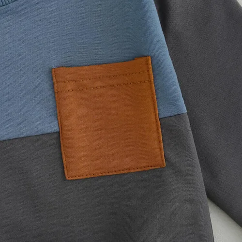 Miniatura 25 de Conjunto de ropa de otoño e invierno para bebé niño pequeño, sudadera de manga larga con colores contrastantes, pantalones elásticos para recién