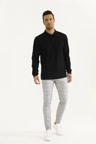 Miniatura 9 de GINGTTO Polo y suéter de manga larga para hombre ajuste delgado elástico casual elegante con botones