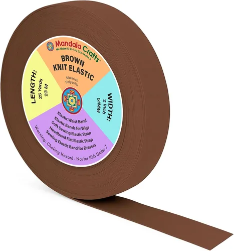 Miniatura 132 de Mandala Crafts Carrete de bandas elásticas anchas de 1/2 pulgada color beige para cinturas de pantalones, costura y manualidades DIY, 88 yardas