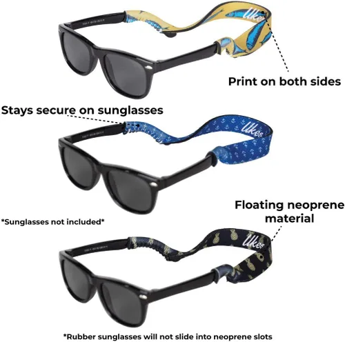 Miniatura 2 de Ukes Correas flotantes de neopreno para lentes de sol para niños, paquete de 3 (lentes no incluidas)