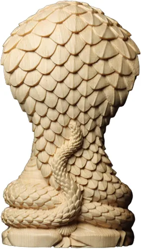 Miniatura 2 de Estatua de Buda de madera sentada hecha a mano, escultura meditante, decoración decorativa para el hogar, acento hecho a mano, palmera moderna Blanco