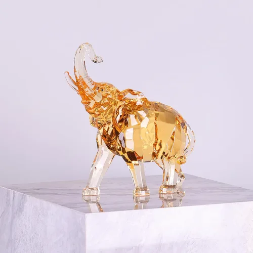 Miniatura 4 de Figuras de elefante acrílico transparente con acabado de cristal, estatuas africanas de alta gama para decoración del hogar, elefante con tronco