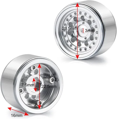 Miniatura 2 de RCLIONS 4 unids/1 Unidades de aluminio de 1 "Micro Beadlock ruedas llantas para todos 1:24 escala axial SCX24 Deadbolt RC Crawler Car Upgrades