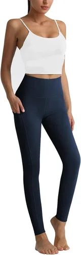 Miniatura 7 de RIMLESS 7 Leggings para mujer con bolsillos de cintura alta, pantalones de yoga de algodón para entrenamiento, correr, pantalones capri atléticos