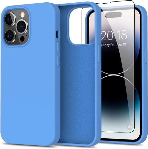 Miniatura 28 de bemal Funda para iPhone 14 Pro con protector de pantalla, silicona líquida de ajuste delgado, forro de microfibra suave, diseñada para mujeres