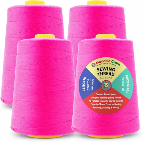 Miniatura 49 de Mandala Crafts 4 Pack of Serger Threads Cones Spools - 20S/2 24000 Yards Polyester Baby Blue Threads for Sergers Machine and Overlock Quilting