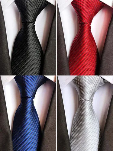 Miniatura 53 de WeiShang Lote de 6 corbatas clásicas de seda para hombre, corbatas tejidas jacquard