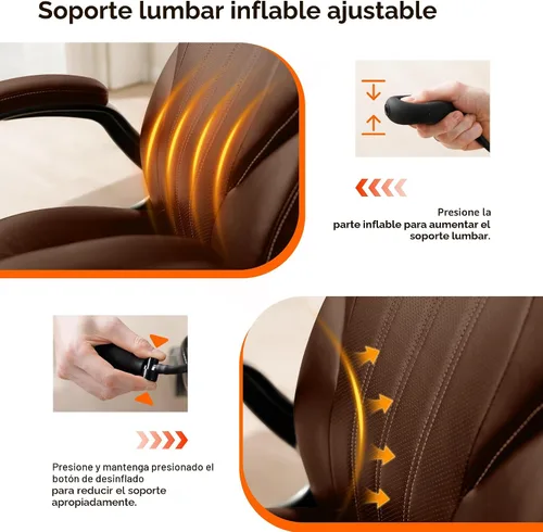 Miniatura 3 de Silla de escritorio de oficina, silla ergonómica para computadora con brazos abatibles acolchados y soporte lumbar ajustable, silla ejecutiva