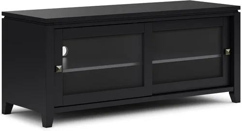 Soporte Cosmopolitan de SIMPLIHOME de madera maciza negra de 48 pulgadas para televisores de hasta 50 pulgadas de ancho