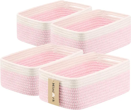 Miniatura 60 de MiniArk Cestas de almacenamiento pequeñas para organizar Contenedores organizadores de armario Cesta de juguetes para estante Cestas de cuerda