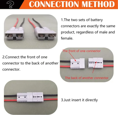 Miniatura 5 de CESFONJER Conector de batería, enchufe de conexión/desconexión rápida de 600 V 50 A, conectores de enchufe de batería, con cables de conexión