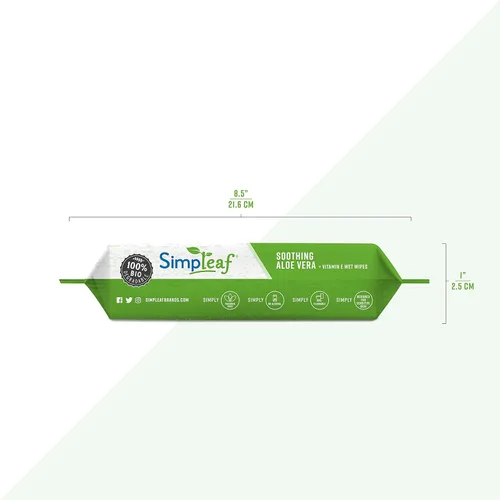 Miniatura 11 de Simpleaf Toallitas húmedas desechables de aloe vera, ecológicas, sin parabenos ni alcohol, hipoalergénicas y seguras para pieles sensibles, fórmula