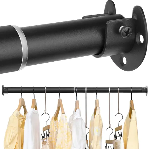 Miniatura 9 de Barras de armario para colgar ropa, resistentes, longitud ajustable (#1 dorado, 18.5 - 28 pulgadas)