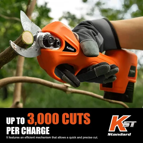 Miniatura 3 de Kebtek - Cizalla de podar alimentada por baterías, podadora eléctrica portátil inalámbrica con 2 baterías recargables de 2 Ah, diámetro de corte