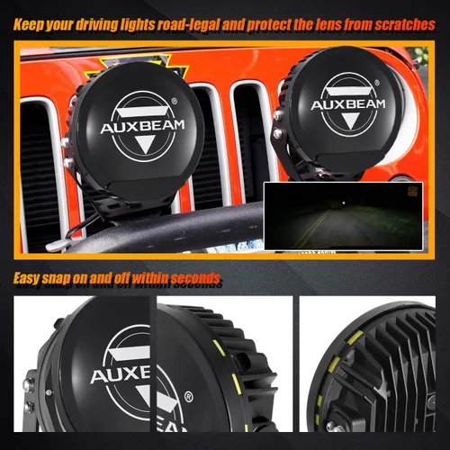 Miniatura 8 de Auxbeam Kit combinado de luces de conducción redondas de 7 pulgadas con cubiertas negras, 240 W, 24000 lúmenes, luces LED impermeables para todo