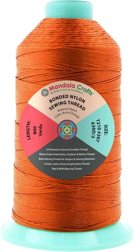 Miniatura 163 de Mandala Crafts - Hilo de nailon para coser cuero, tapicería, mezclilla y para trenzar el pelo; resistente, 1500 yardas, tamaño 69 T70 Marrón