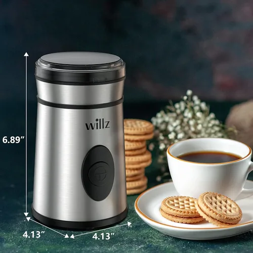 Miniatura 8 de Willz Molinillo de café eléctrico para granos de café, especias y hierbas con control de botón fácil de encendido/apagado, capacidad de molienda