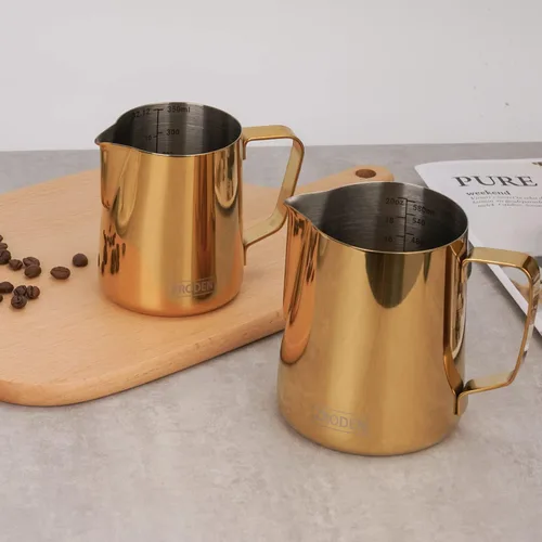 Miniatura 5 de Jarra Espumadora de Leche, 12 onzas Jarra de Vapor de Espresso Jarras de Acero Inoxidable Jarra de Café con Leche Capuchino Barista Jarra de Vapor