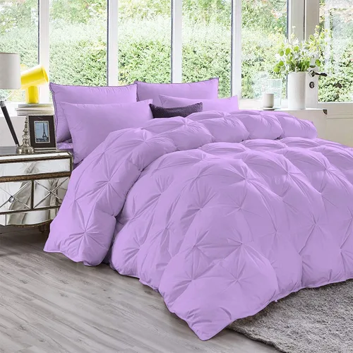 Miniatura 3 de Juego de edredón plisado de 3 piezas de 21.16 oz/m² para todas las estaciones (edredón + 2 fundas de almohada), relleno de edredón de algodón