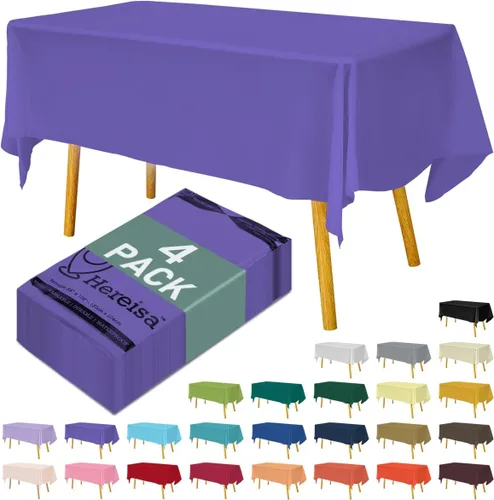 Miniatura 97 de Paquete de 3 manteles de plástico desechables de 54 x 108 pulgadas, manteles de color blanco hueso, manteles de fiesta nupcial para fiestas