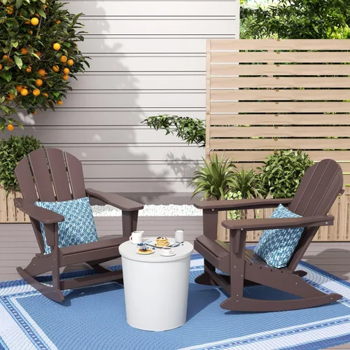 Miniatura 69 de WestinTrends Silla mecedora Malibu de poliéster para exterior/patio Adirondack, Negra
