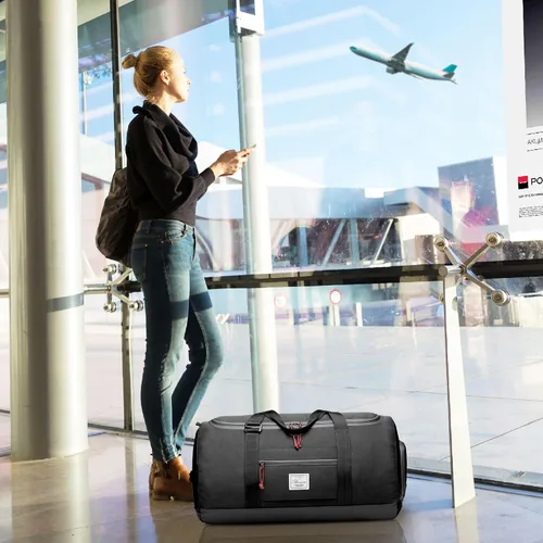 Miniatura 5 de Bolsa de viaje para hombre, 65 L, tamaño mediano, bolsa de viaje para fin de semana durante la noche con bolsillo húmedo y compartimento