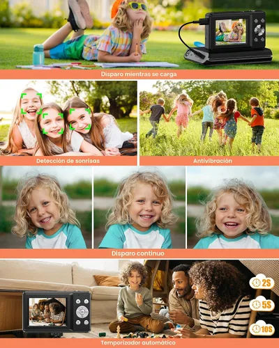 Miniatura 6 de Cámara digital, la última cámara digital FHD 1080P para adolescentes con tarjeta SD, cámaras antisacudidas y disparos, cámaras portátiles con zoom