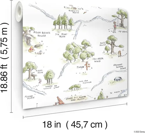 Miniatura 5 de Disney Winnie The Pooh Mapa del Bosque de los 100 Acres Papel pintado para pelar y pegar de RoomMates, RMK12440RL
