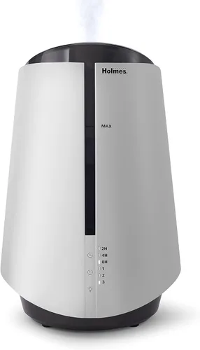 Holmes Humidificador ultrasónico de niebla fría de llenado superior de 1 galón con protección desinfectante y luces LED de 7 colores, color blanco