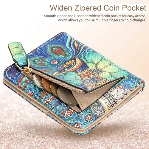 Miniatura 4 de APHISON Billetera para mujer, delgada y pequeña, cartera RFID para mujer, 09-0098, Moda