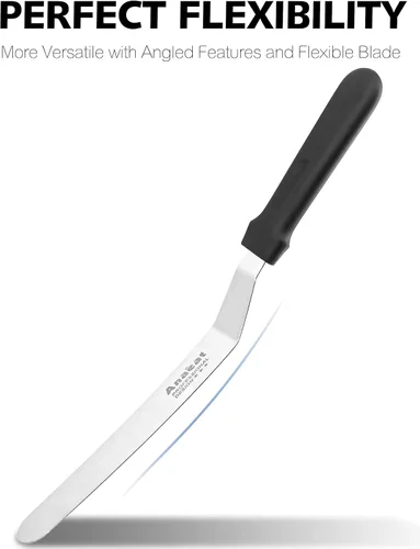 Miniatura 3 de Anaeat Espátulas de glaseado, juego de 2 espátulas profesionales en ángulo con cuchillas de acero inoxidable de 6 pulgadas, 8 pulgadas, cuchillo
