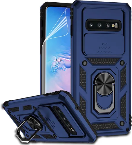 Miniatura 11 de Funda para Samsung Galaxy S10 con cubierta para lente de cámara, protector de pantalla HD, doble capa de grado militar, probada contra caídas