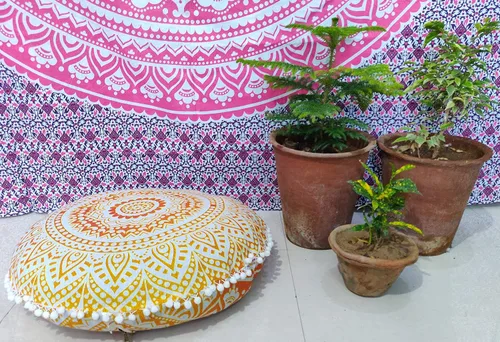 Miniatura 10 de CRAFT KALA Funda de cojín con diseño de mandala, funda de cojín para asiento, hippie, decorativo, bohemio, otomano, de algodón, indio, para sala