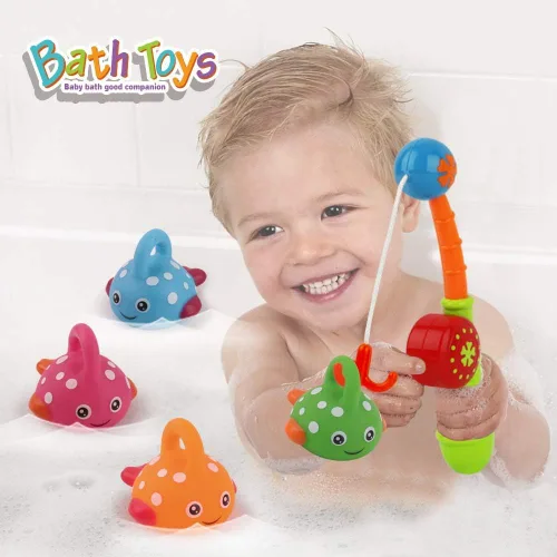 Miniatura 4 de Dwi Dowellin Juguetes de baño, juegos de pesca, ballenas de natación, juguete para la tina de baño, para niños pequeños, conjunto de peces
