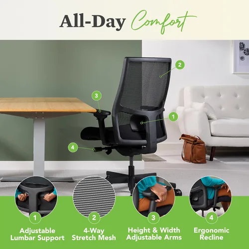 Miniatura 5 de HON Ignition 2.0 Silla de oficina ergonómica grande y alta, capacidad de 450 libras, silla de escritorio extra ancha con respaldo alto con brazos