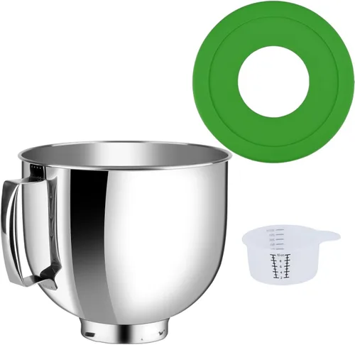 Tazón de acero inoxidable compatible con mezclador Kitchenaid de 4.5/5 cuartos de galón, con tapa, cuenco inoxidable de 5 cuartos de galón para