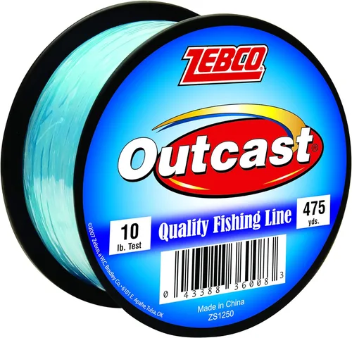 Zebco Outcast Línea de Pesca de Monofilamento, Baja Memoria y Estiramiento, Alta Resistencia a la Tensión Azul