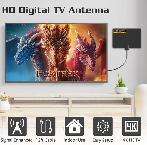 Miniatura 4 de Antena de TV para interiores, antena de TV digital 2026 para canales locales, antena HDTV para TV sin cable para TV inteligente/antigua Recepción