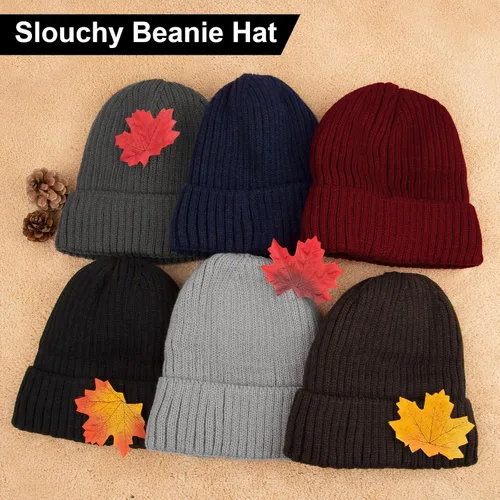 Miniatura 2 de Chalier Gorros de invierno para hombre, gorro de punto holgado, cálido y holgado