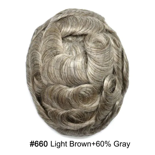 Miniatura 15 de Toupee Hair Piece For Men 100% Real Human Hair System Natural Looking Hairpieces For Men Hair Units Protesis Capilar Para Hombre 8''X10'' #610#6