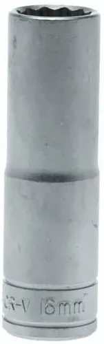Miniatura 16 de Teng Tools 15MM 1/2 pulgada Drive 12 puntos métrico profundo cromo vanadio Socket Herramienta mecánica Herramienta de mano - M120615-C