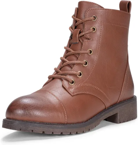 Miniatura 10 de Vepose - Botines de tacón bajo para mujer, botines militares a la moda con cordones
